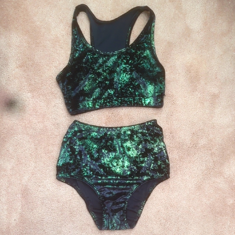 Green Velvet Pole Dance Set Size Small